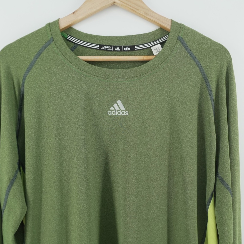 Adidas Performance Shirt Mens XXL Green Climacool Long Sleeve Mesh Panel G85989